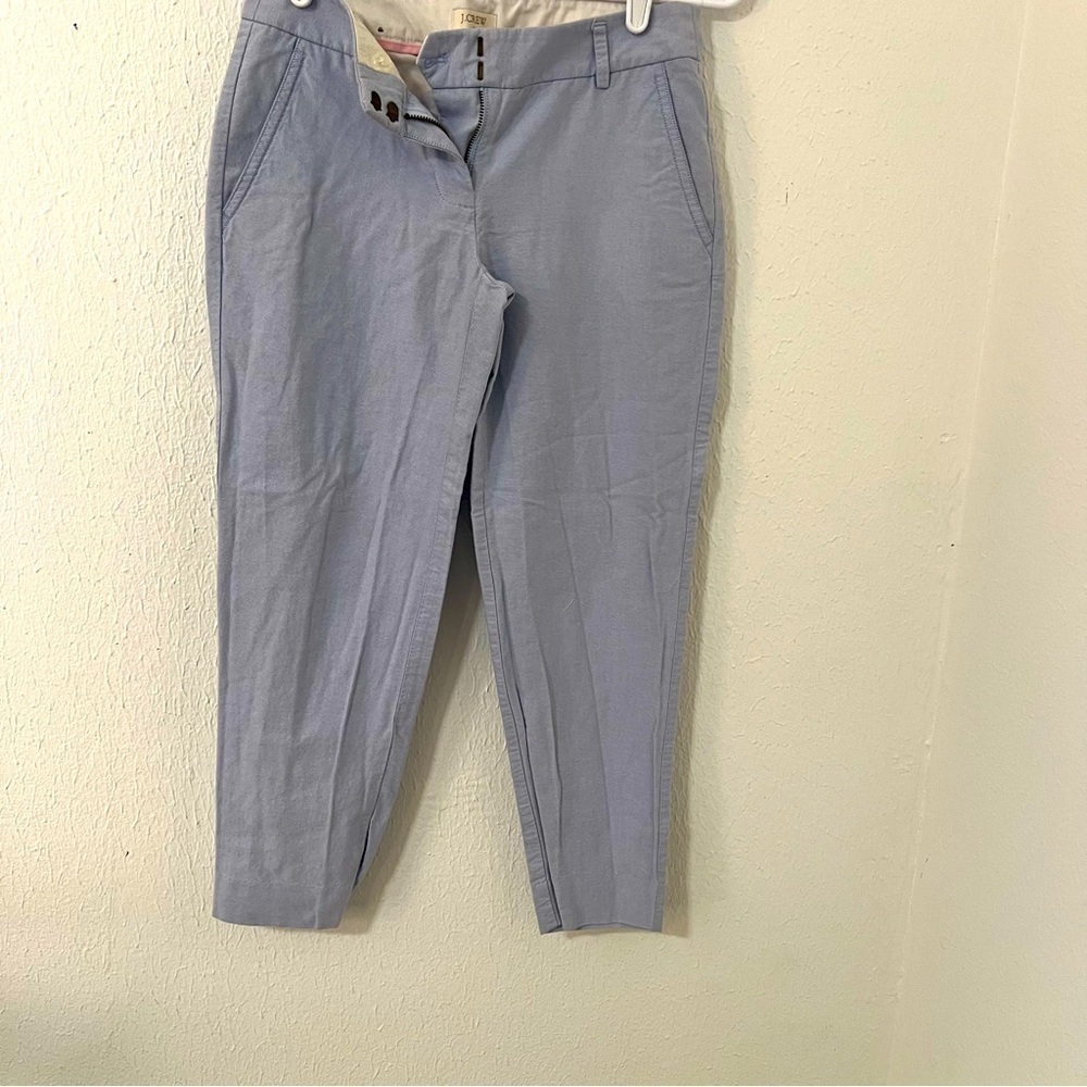 J. Crew Women’s Petite Size 00 Trouser Pants 100% Cotton Light Blue Office